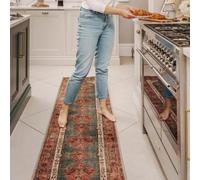 Machine Washable Terracotta Livingroom Rug Intricate Traditional Patterns Classic Design Hallway Bedroom Rug 60cm x 240cm (1ft 12" x 7ft 10")