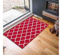 Machine Washable Trellis Design Anti Slip Doormats Red 67X120 Cm