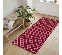 Machine Washable Trellis Design Anti Slip Doormats Red 67X220 Cm