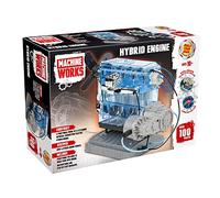 Machine Works Build Your Own 4-Cylinder Hybrid Electric Engine Toy - Replica Model Building Kit - Features 3 Demo Modes, 100+ Pieces, 10+ Years