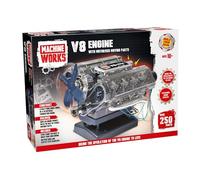 Machine Works Build Your Own V8 Engine Toy - Replica Model Building Kit - Features Augmented Reality, Sounds and Illumination, 4 Modes, 250+ Pieces, 10+ Years