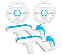 Machine-Ya Wii Zapper Gun and Steering Wheel Compatible with Nintendo Wii & Wii U Remote Game (2-Pack, White)