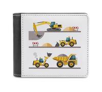 Machinery Excavator Truck and Loader Men's Bifold Wallet Slim Cash Card Holder Leather Purse