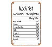 Machinist Amazing Person Daily Value Metal Signs Vintage Bar Garden Man Cave Bathroom Home Kitchen Gift 12x16inch