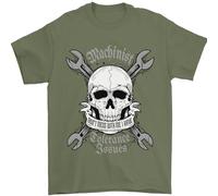 Machinist I Have Tolerance Issues Skull Mens T-Shirt 100% Cotton Military Green 2XL