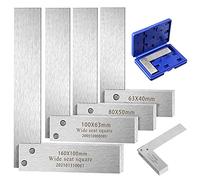 Machinist Square Set, 2", 3", 4" and 6" Squares Machinist Engineer Steel Benchmark Measure Tools High Precision 90 Degree Wide Base Tool L-Type Testing Measuring Tool