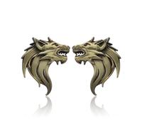 MACHSWON 1 Pair 3D Metal Wolf Head Car Stickers Wolf Head Decals Emblem Badge Reflective Motorcycle Auto Decoration Stickers Windshield
