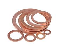 MACHSWON 10 PCS Flat Washers Red Copper Flat Gaskets M22 ID 28mm OD 1.5mm Thick Round Rings Gasket Sealing Washer Ring Screw Fastener Hardware Accessories