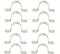 MACHSWON 10 PCS Rigid Pipe Strap Clamp 60mm 304 Stainless Steel Pipe Clips Two Hole Tube Strap Tension Clips U-Tube Clamp Saddle Clips Ring Hose Clamp