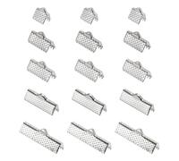 MACHSWON 100 Pcs Ribbon Crimp Clamp Ends 8/10/13/20/25mm Bookmark Pinch Cord End Clasps for DIY Craft Making Silver Tone (5 Sizes In1Set)
