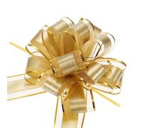 MACHSWON 10pcs 7 Inch Champagne Gold Pull Bows Large Striped Gift Bows for Wedding Baskets Presents Christmas Party Decoration