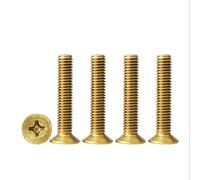 MACHSWON 10PCS M2 Brass Cross Countersunk Head Screws M2*12mm Brass Screw Threaded Flat Head Screws Cross Countersunk Head Copper Screw