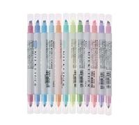 MACHSWON 12 Pack Highlighter Pens Pastel Double Ended Tip Pastel Dual Head Highlighters 12 Assorted Colors for Calligraphy and Drawing
