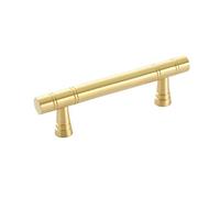 MACHSWON 128mm Brushed Pattern Grooved Pure Brass Handle Solid Thick Furniture Drawer Copper Cabinet Door and Window Handle Length 187mm