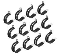 MACHSWON 12Pcs 1-3/16 Inch(30mm) Cable Clamp, Rubber Cushioned Insulated Clamp 304 Stainless Steel R Shape Bracket Metal Pipe Clamp Tube Holder for Wire Hose Tube