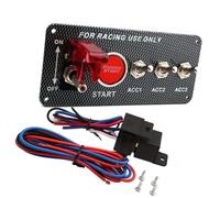 MACHSWON 12V Ignition Switch Panel for Race Car Ignition Starter Switches 5 in 1 Ignition Panel Kit with Engine Push Button Carbon Fiber LED Toggle Switches for RV Truck Racing Ignition Switch Panel