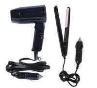 MACHSWON 12V Portable Car Hot Cold Folding Travel Black with Foldable Handle Ideal Hair Straightener and Hair Dryer Kit