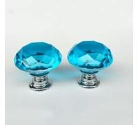 MACHSWON 2 PCS 40mm Lake Blue Crystal Cabinet Door Knobs Cupboard Dresser Drawer Pull Handles with M4*22mm Screws