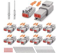 MACHSWON 2 Pin 8 Sets Waterproof Electrical Wire Connectors with Size 20 Solid Contacts 20-22AWG 16 Pairs ST6330-201 Deutsch DTM Automotive Electrical Connectors Kit for Truck