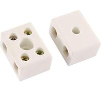MACHSWON 2 Way Ceramics Terminal Blocks,Ceramic Connector Block for Electrical Wire Cable,21.5x19.5x14.2mm,2pcs