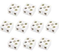 MACHSWON 2 Way Ceramics Terminal Blocks for Electrical Wire Cable, High Temp Porcelain Ceramic Connectors 10A, 2 Position 5 Hole Ceramic Wiring Terminal Blocks 21.3 x 19 x 14 mm 10pcs
