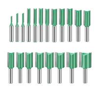 MACHSWON 20 PCS Straight Router Bit Set 8mm Shank,Double Flute Woodworking Milling Cutter Router Bit Sets 3mm to 25mm Cut Diameter Cutting Trimming Cutter Routing Bits
