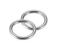MACHSWON 201 Stainless Steel Welded O Ring 40mm(1.57") OD 4mm Thickness for Hand Bag Webbing Strap Purse Dog Collars Belts DIY Projects- 2pcs