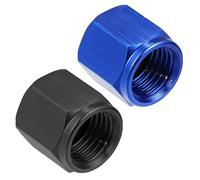 MACHSWON 2pcs AN4 Adapter Fitting Female Flare End Cap Plug Tube Nut Block Off Nut O Ring Boss Thread for Port Fuel Tube Hose Adapter Male or Fuel Pump Aluminum Alloy Blue or Black