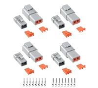 MACHSWON 32 PCS Deutsch DTP Connector Kit 2 Pin Automotive Waterproof 4 sets with Size 12 Stamped Contacts Gauge 14-12 AWG Wire Size 25A for Truck