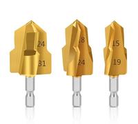 MACHSWON 3PCS Lifting Drill Bit 20mm 25mm 32mm Water Pipe Puncher Drill Bit 1/4" Shank PPR Water Pipe Repair Drill Plumber Reamer Chamfering Drills Bits Tool