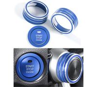 MACHSWON 4PCS Car AC Climate Control Knob Rings Engine Start Cover Center Console for RAV4 2020-2023 Air Conditioner Switch Button Tims blue