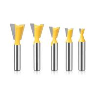 MACHSWON 5 PCS Straight Cut Router Bit Set Milling Cutter Cutting Dovetail Bit 8mm Shank,1/4" 3/8" 1/2" 5/8" 3/4" Cut Diameter Woodworking Cutting Trimming Cutter Double Flute Grooving Bits