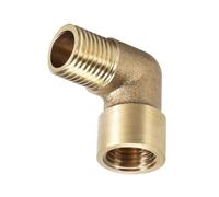 MACHSWON 5Pcs Brass Pipe Fitting 90 Degree Elbow - 1/4 BSPP Male to 1/4 BSPP Female, Leak-Proof Threaded Connector for Plumbing & HVAC