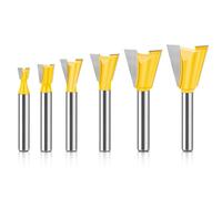 MACHSWON 6 PCS Straight Cut Router Bit Set Milling Cutter Cutting Dovetail Bit 6mm Shank,1/4" 3/8" 1/2" 5/8" 3/4" 7/8" Cut Diameter Woodworking Cutting Trimming Cutter Double Flute Grooving Bits