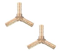 MACHSWON 6mm or 1/4" Brass Barb Hose Fitting Y Shape 3 Way Connector Barbed Splitter Fitting Splicer for Water Fuel Air 10pcs