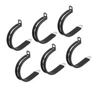 MACHSWON 6Pcs 1-3/4 Inch(44mm) Cable Clamp, Rubber Cushioned Insulated Clamp 304 Stainless Steel R Shape Bracket Metal Pipe Clamp Tube Holder for Wire Hose Tube