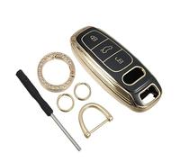 MACHSWON Car 1 Set 3 Button TPU Smart Keyless Entry Remote Control Key Fob Case Black for Audi A3 A6 A7 A8 E-Tron S3 S6 RS6 S7 RS7 Q7 SQ7 Q8 SQ8 with Chain