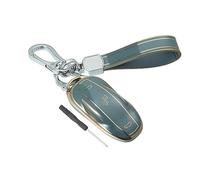 MACHSWON Car Silicone Smart Key Fob Case Cover Shell Holder Keyless Blue Gold Tone with Keychain for Tesla Model S Y 3
