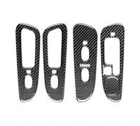 MACHSWON Carbon Fiber Large Window Lift Switch Cover Trim Compatible with Dodge RAM 1500 2006 2007 2008, 5pcs 4-Door Door Glass Control Panel Stickers, Black Interior Accessories (Left-Hand Drive)