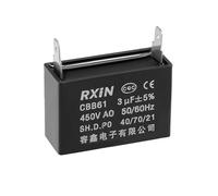 MACHSWON Ceiling Fan Capacitor Single Insert Metalized Polypropylene Film Capacitors CBB61 3uF 450V AC 50/60Hz Cylinder 38x25x15mm 40/70/21,1 PCS