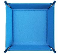 MACHSWON Dice Tray PU Leather Folding Square Holder for Dice Games, Other Table Games, Jewelry, Key, Wallet, Coin Box Storage Tray Blue
