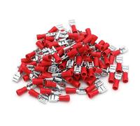 MACHSWON Female Quick Disconnects Vinyl Insulated Spade Wire Connector Electrical Crimp Terminal 22-16 AWG, 6.3mm 1/4", Red (100PCS)