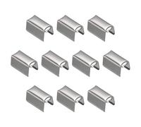 MACHSWON Fold Over Crimp Caps 100 Pcs 8 x 4mm Ribbon End Clasp Tips Clamp Cord Ends for Jewelry DIY Craft Making White Nickel