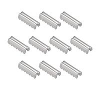 MACHSWON Fold Over Crimp End Caps 100 Pcs 12mmx3mm Ribbon Crimp End Fasteners for Leather Decoration DIY Accessories Silver Tone