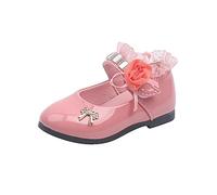 MACHSWON Girls Princess Dress Shoes, Cute Flower Mary Jane Flats for Flower Girl Party Wedding(Pink, Size 3 UK Big Kid)