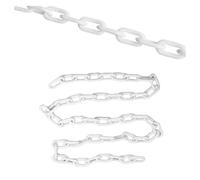 MACHSWON Plastic Chain 8mmx25M Plastic Chains Links Warning Safety Parking Space High Visibility White Chain Barriers for Traffic,Crowd Control,Queue Line,Gate,Fence