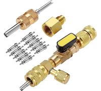 MACHSWON R410A R22 Valve Core with 10PCS 5v1 Valve Cores and Double Head Valve Core Remover Dual Size SAE 1/4 & 5/16 Port for R404A R407C R134A R12 R32 HVAC System