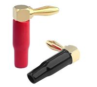 MACHSWON Right Angle Banana Plugs 24K Gold Plated 90 Degree Dual Screw Locking Speaker Connector for Speaker Wire, Home Theater, Wall Plate, Audio/Video Receiver and Sound Systems(12 Pairs/24 Pcs)