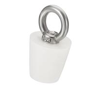 MACHSWON Solid Rubber Stopper,1 Pcs Stainless Steel Silicone Rubber Solid Plug Pipe Tank Bottle Sealing Plugs Tapered Bung 19-26mm Diameter Soft Flexible Lab Stoppers with Lifting Ring 4#