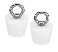 MACHSWON Solid Rubber Stopper,2 Pcs Stainless Steel Silicone Rubber Solid Plug Pipe Tank Bottle Sealing Plugs Tapered Bung 25-33mm Diameter Soft Flexible Lab Stoppers with Lifting Ring 6#